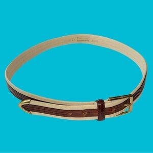 COLE HAAN BROWN LEATHER BEIGE CORD‎ BELT One Size